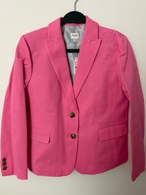 J. Crew Bright Pink Tailored Cotton-Blend Blazer